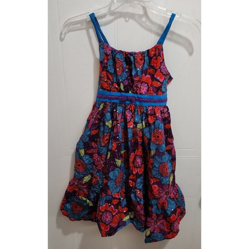 Emily West Girls Sleeveless Back Smocked Dress Bright Multicolor Floral Size 12